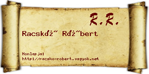 Racskó Róbert névjegykártya
